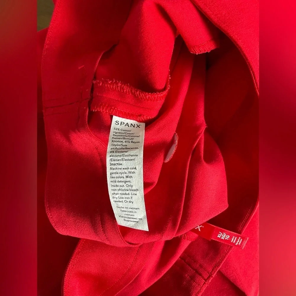 SPANX Red Straight Leg Pants with Sleek Design